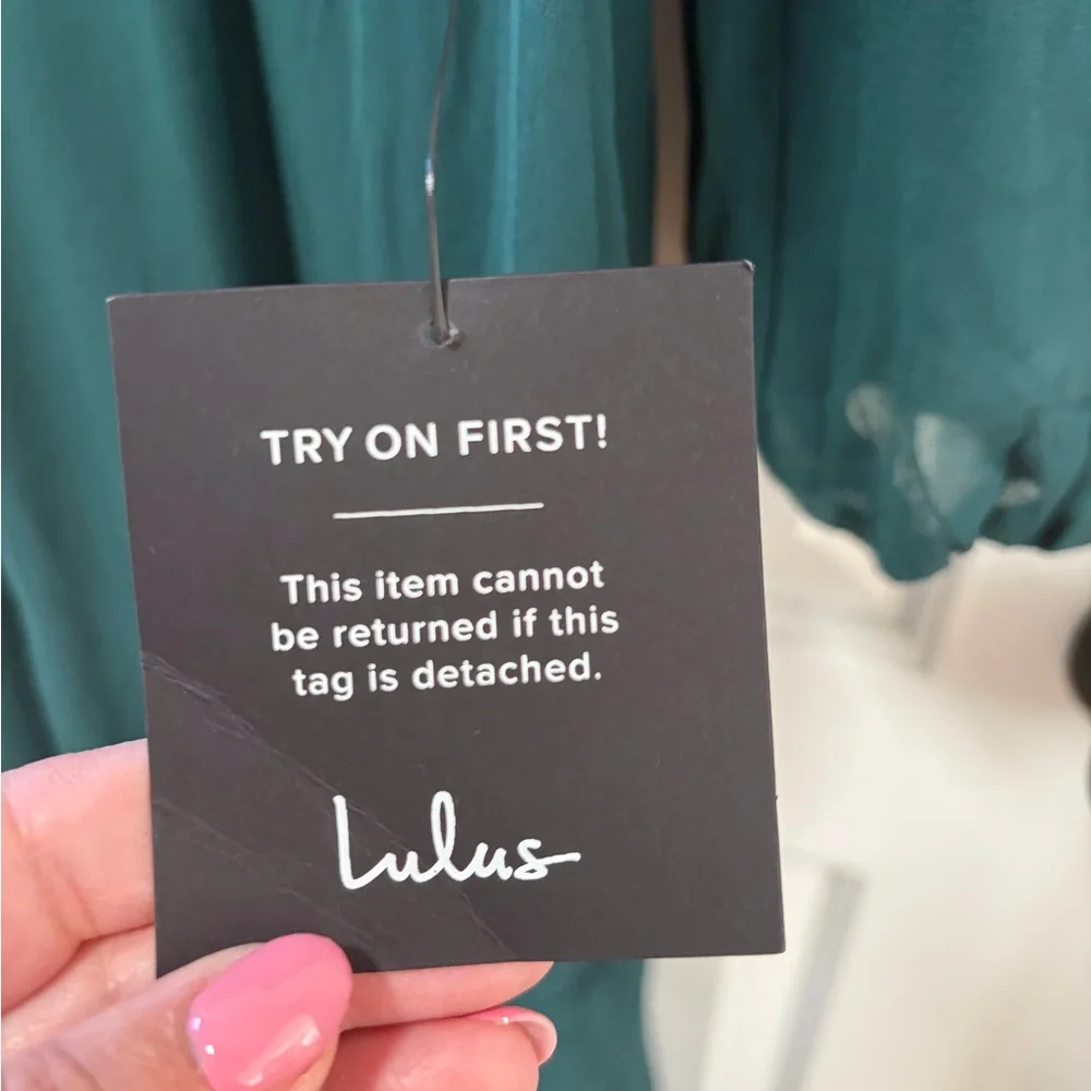 Lulus Tier Elegance NWT size Large Hunter Green Long Sleeve Tiered Maxi Dress - Picture 6 of 14